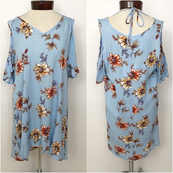Floral Cold Shoulder Tunic Dress SML - Picture 7 of 7